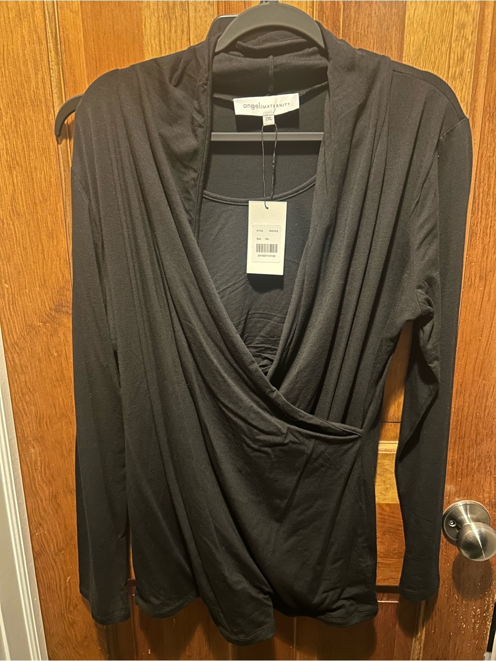 Angel Maternity Black Wrap-Style Maternity Top